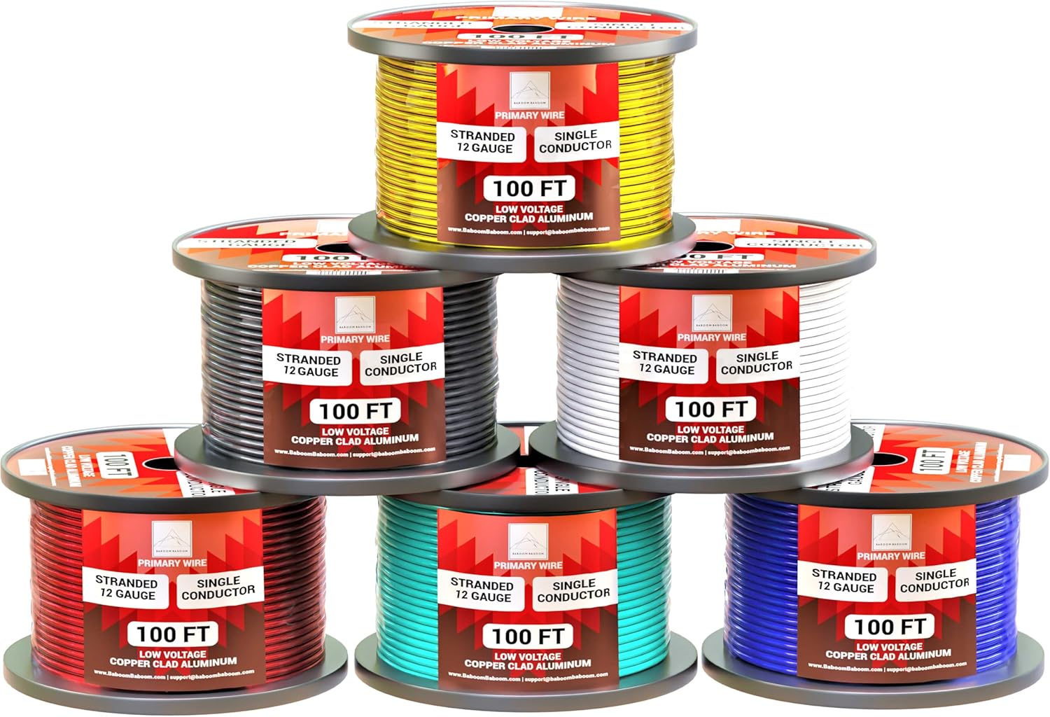 12 Gauge Wire Combo 6 Pack (600ft Total) 100ft Per Roll, 12V Low Voltage Automotive and Electrical Cable, Copper Clad Aluminum (CCA) - Image 9