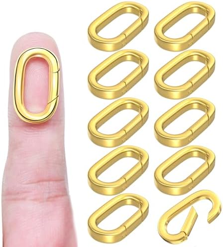 OHINGLT 10Pcs Carabiner Clip Pendant Clasps – 18K Gold Necklace Clasp and Closures, Bracelet Charm Connector for Women - Image 2