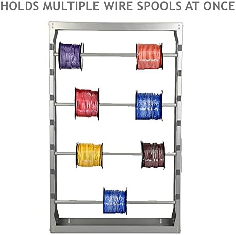 tonchean Wire Spool Rack, Wire Spool Holder Wall Mounted, Cable Dispenser with 4 Rods, Steel Cable Roller Display Holder Distribution for Electrical Industrial Retail Home DIY - Image 3