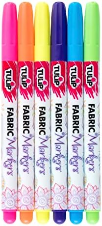 Tulip Permanent Nontoxic Fabric Markers Neon 6 Pack - Large Bullet Tip, Child Safe, Minimal Bleed & Fast Drying - Premium Quality for T-shirts, Clothes, Shoes, Bags & Other Fabric Materials - Image 4