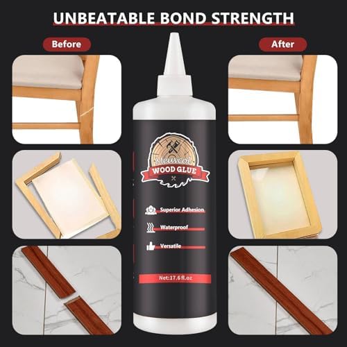 Wood Glue, Strong Glue for Woodworking, Waterproof Clear Wood Glue for Furniture Heavy Duty, Interior & Exterior Furniture Glue for Crafts, Baseboard, Cabinets, Door (500g) - Image 2