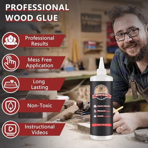 Wood Glue, Strong Glue for Woodworking, Waterproof Clear Wood Glue for Furniture Heavy Duty, Interior & Exterior Furniture Glue for Crafts, Baseboard, Cabinets, Door (500g) - Image 3