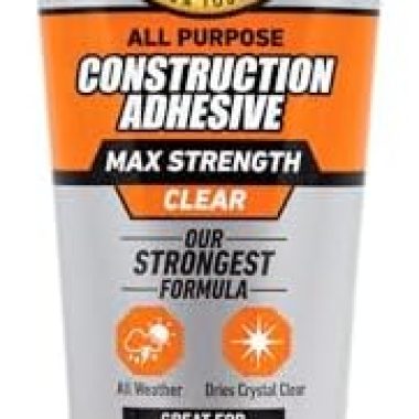 Gorilla Max Strength Construction Adhesive, Clear Glue, 7 Ounce Squeeze Tube (Pack of 1) – Gap Filling and Waterproof