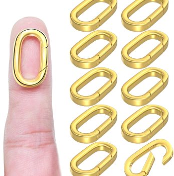 OHINGLT 10Pcs Carabiner Clip Pendant Clasps – 18K Gold Necklace Clasp and Closures, Bracelet Charm Connector for Women