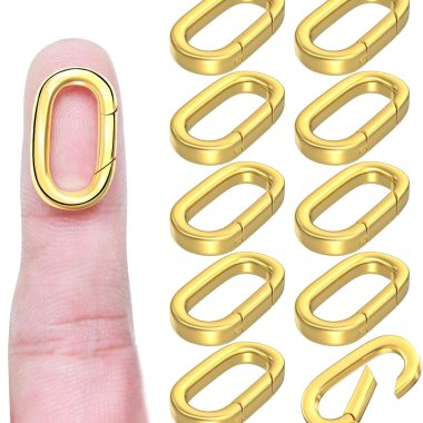 OHINGLT 10Pcs Carabiner Clip Pendant Clasps – 18K Gold Necklace Clasp and Closures, Bracelet Charm Connector for Women